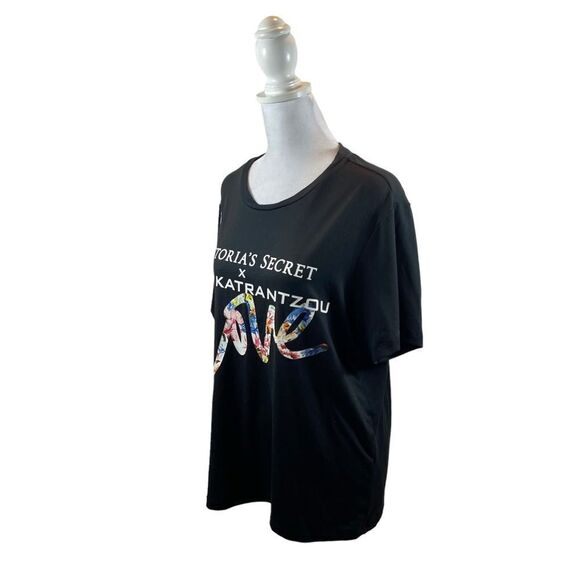 Victoria’s Secret x Mary Katrantzou Collab LOVE Floral Print T-Shirt Black Large - Picture 5 of 9